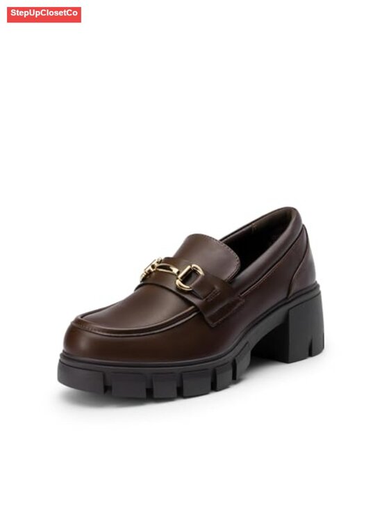 Shoes - Platform Chunky Loafers Faux Leather Slip-On Casual Work Shoes